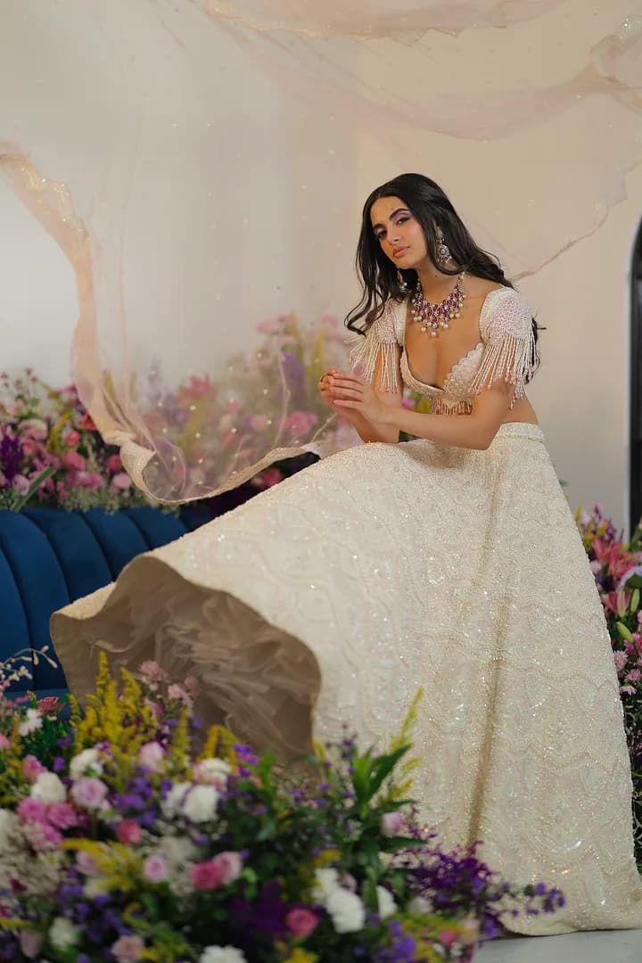 Ivory bridal lehenga